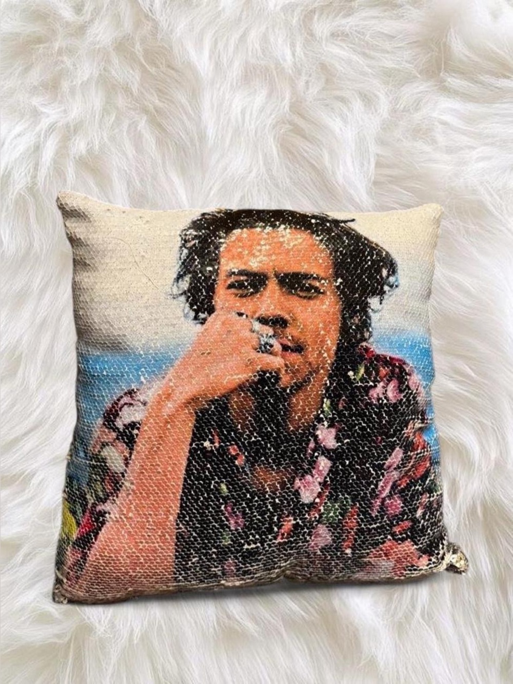 16 x 16 Sequin Harry Styles Pillow